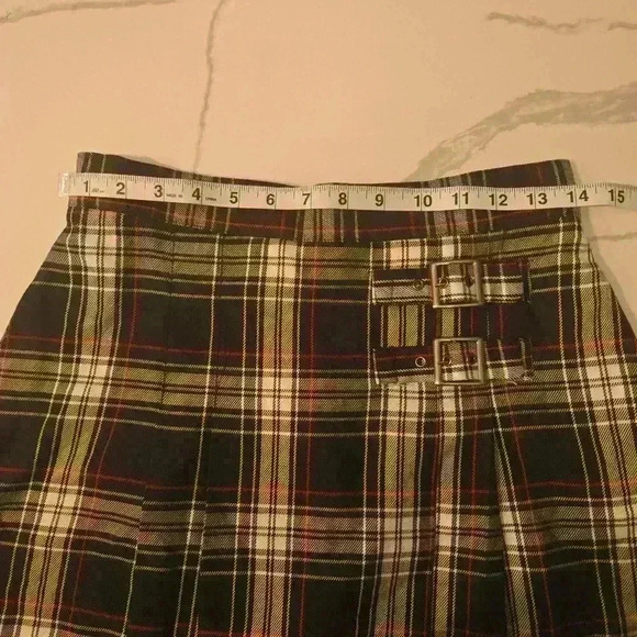 Tracy Evans Y2K 2000s Womens Plaid Pleated Mini Skirt Bkack Red Size 9 - Picture 6 of 7